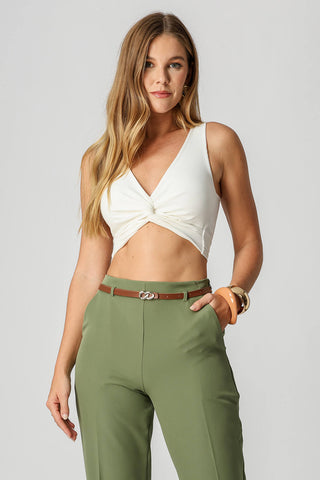 Regata Cropped Twist - BLANCO ROJO