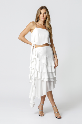 Blusa de tirantes asimétricos - BLANCO ROJO
