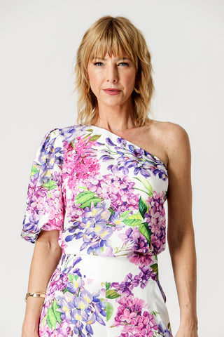 Blusa Um Ombro Só Manga Bufante - ROXO 1209
