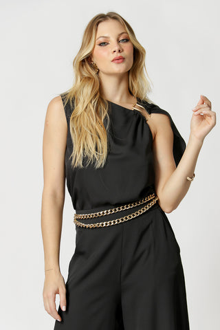 Blusa Sem Manga Com Fivela - PRETO