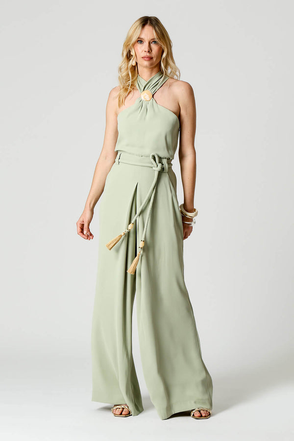 Blusa Crepe Com Fivela Marmorizada No Decote