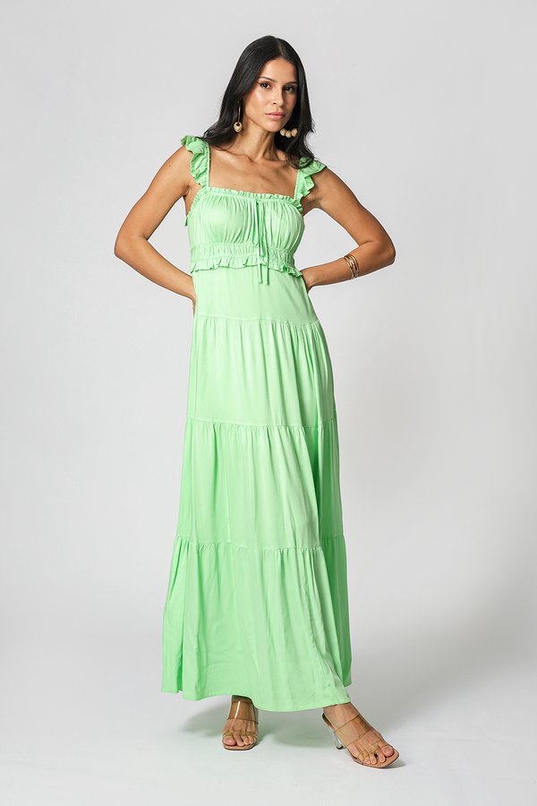 Vestido Com Babados Na Alça