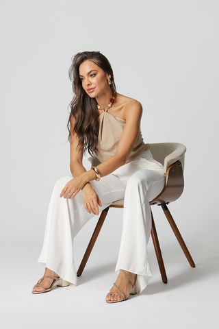 Blusa Frente Única Com Pedras - BEGE ESC