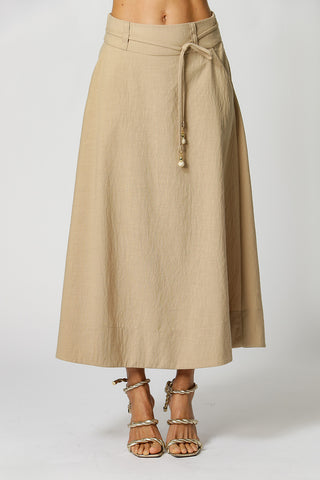 Falda midi con puntera - BEIGE ESC