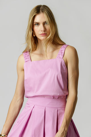 Blusa Alça Larga Com Pregas - LILAS CLARO