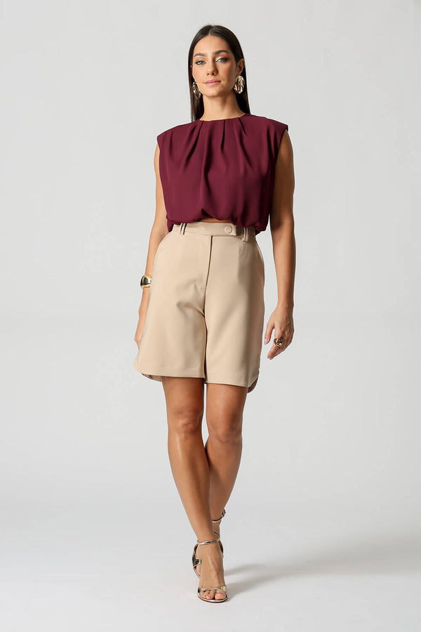 Blusa Balonê Com Ombro Estruturado