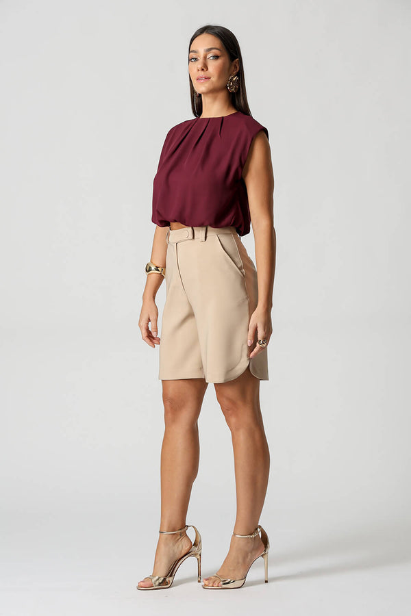 Blusa Balonê Com Ombro Estruturado