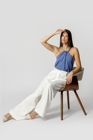 Blusa Com Colar De Strass - DENIM