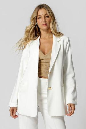 Blazer Longline Alfaiataria Com Botão Duplo