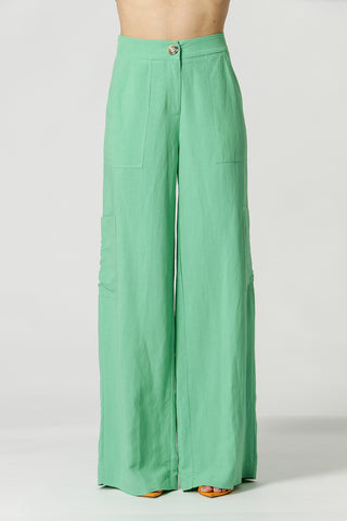 Calça Pantalona Com Bolsos - VERDE