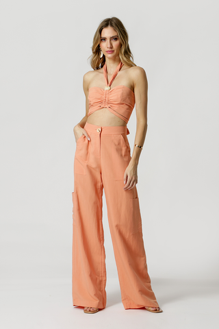 Calça Pantalona Com Bolsos - SALMAO