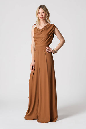 Macacão Assimétrico com Alça Brilhante