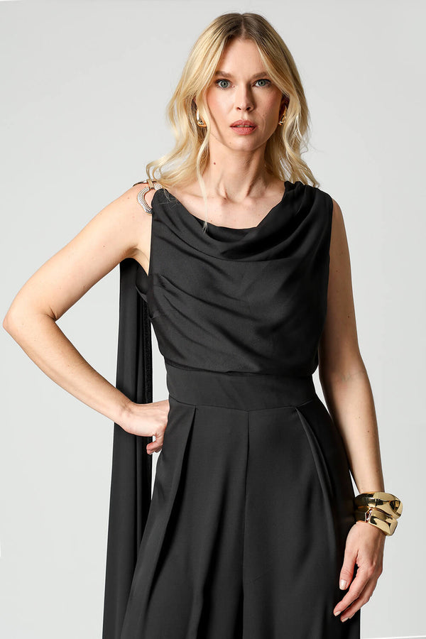 Macacão Assimétrico com Alça Brilhante