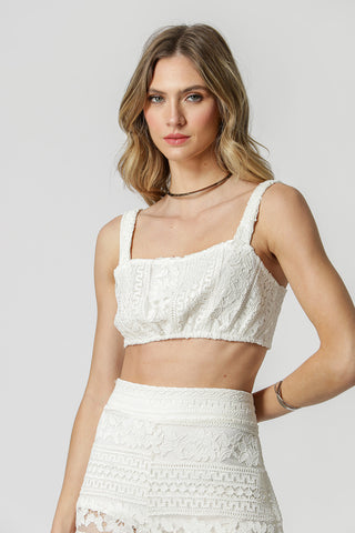 Top de encaje - BLANCO ROJO