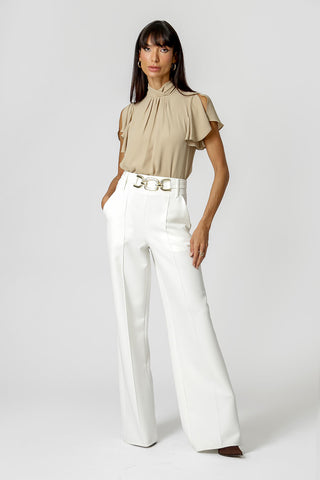Blusa Com Pregas Na Gola - AREIA 3