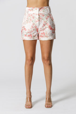 Shorts con dobladillo italiano y cinturilla ancha - BLANCO ROJO 1189