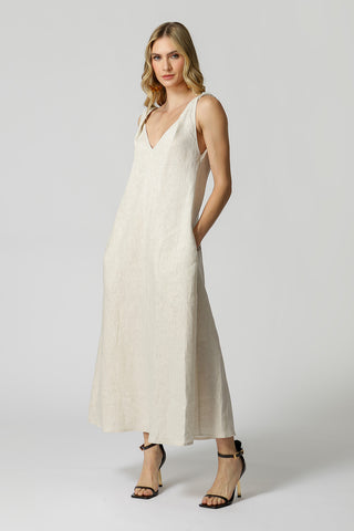 Vestido de lino con tirantes retorcidos - CRU