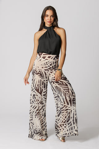 Blusa con cuello asimétrico y pliegues - NEGRO