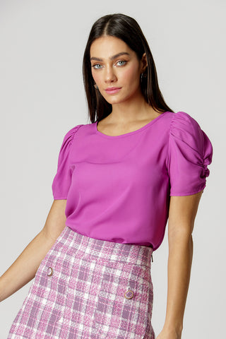 Blusa Manga Puff Fluida - ROXO