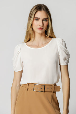 Blusa Creponada com Manga Franzida - OFF WHITE