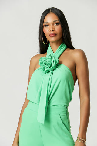 Blusa Com Detalhe Aplique De Flor - VERDE 1