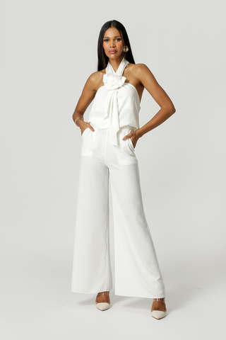 Blusa Com Detalhe Aplique De Flor - OFF WHITE