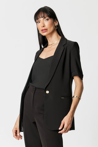 Blazer Alfaiataria Manga Midi - PRETO