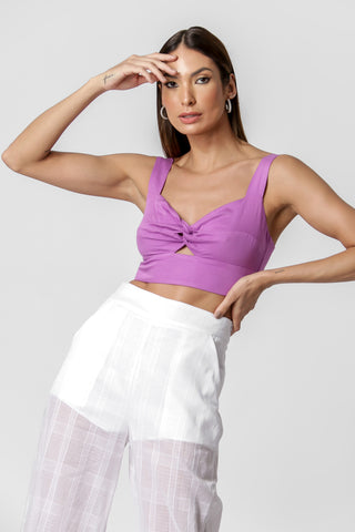 Blusa corta retorcida - MORADA