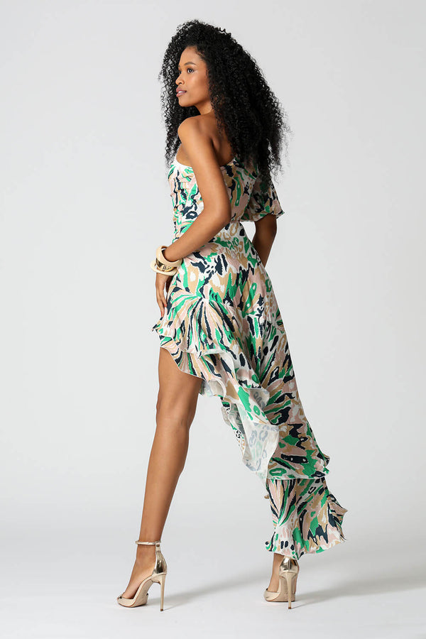 Vestido Assimetrico com Babados