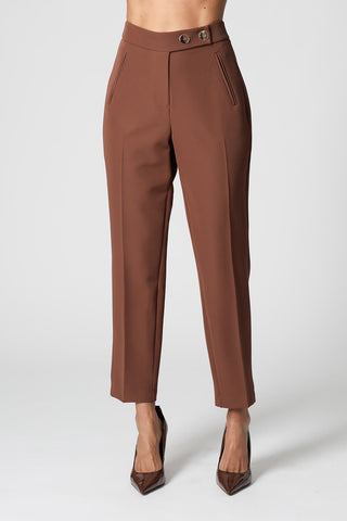 Pantalones rectos a medida - TABACO