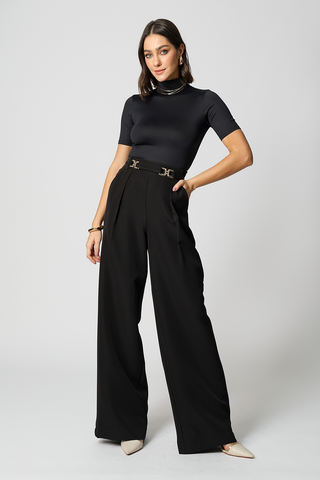 Blusa De Gola Manga Curta - PRETO 1