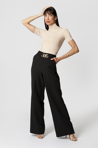 Blusa De Gola Manga Curta - AREIA