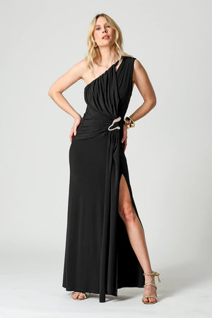 Vestido Ombro Único com Detalhe Torcido