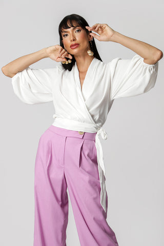 Blusa Cachequer Com Manga Bufante - OFF WHITE