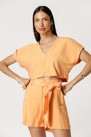 Blusa Cropped Decote Em V