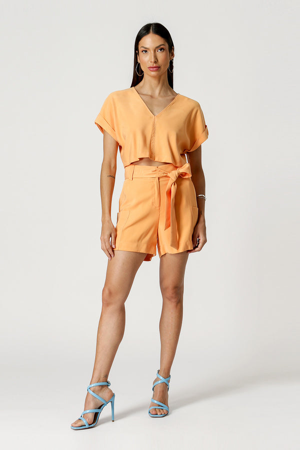 Blusa Cropped Decote Em V