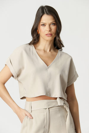 Blusa Cropped Decote Em V