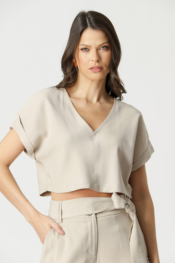 Blusa Cropped Decote Em V