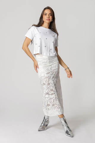 T-shirt Pedraria de Brilhos - BRANCO
