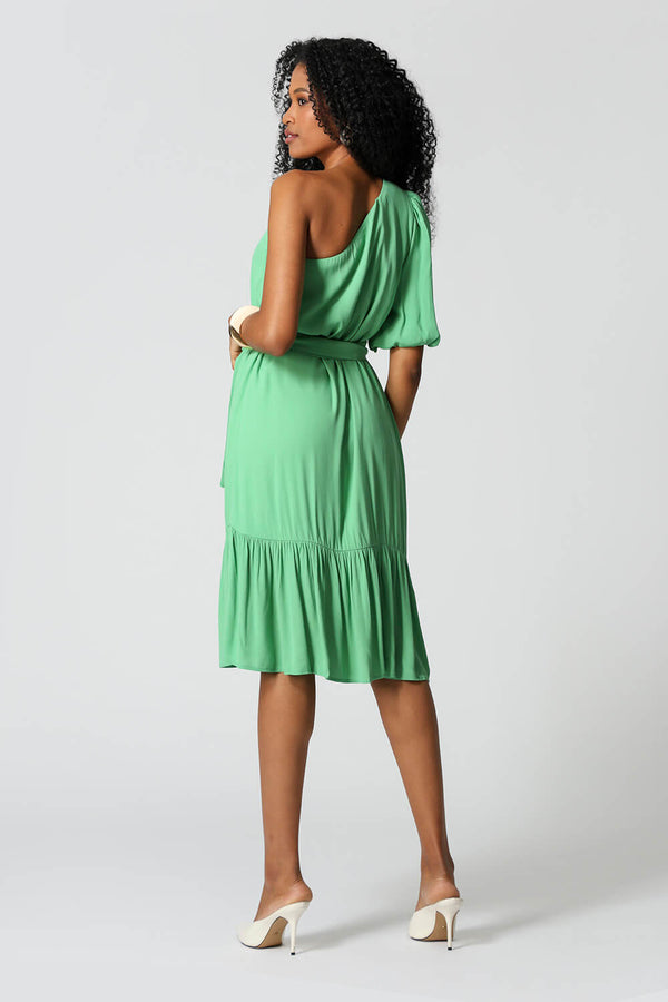Vestido Um Ombro Barrado