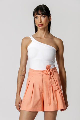 Blusa Ombro Único Canelada - BRANCO
