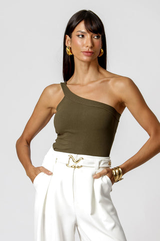 Blusa Ombro Único Canelada - MUSGO