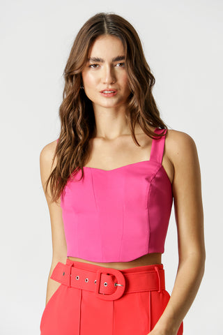 Blusa con tirantes de corsé - ROSA