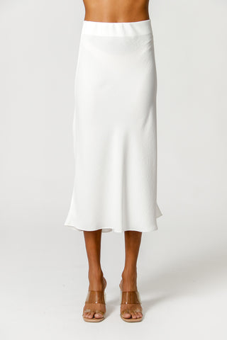 Falda midi con cinturilla elástica - BLANCO ROJO