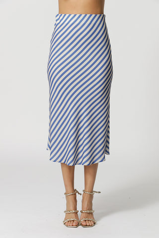 Falda midi ajustada estampada - AZUL 7185