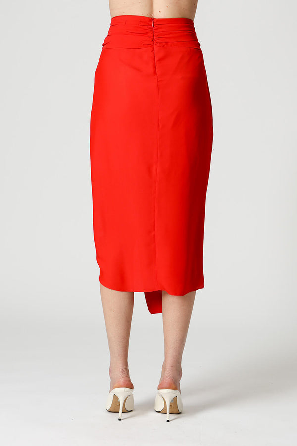 Saia Assimétrica Em Crepe Com Pregas