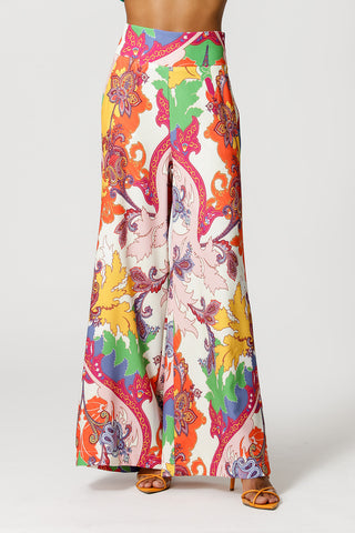 Pantalones anchos estampados - NARANJA 3074