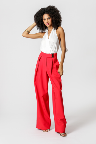Body de cuello halter - BLANCO ROJO