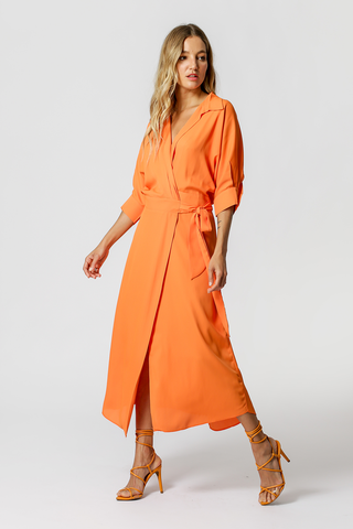 Vestido midi Cachequer - NARANJA