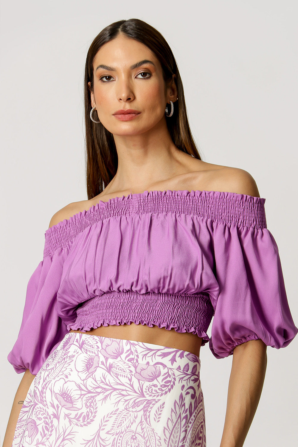 Blusa Ombro a Ombro com Lastex